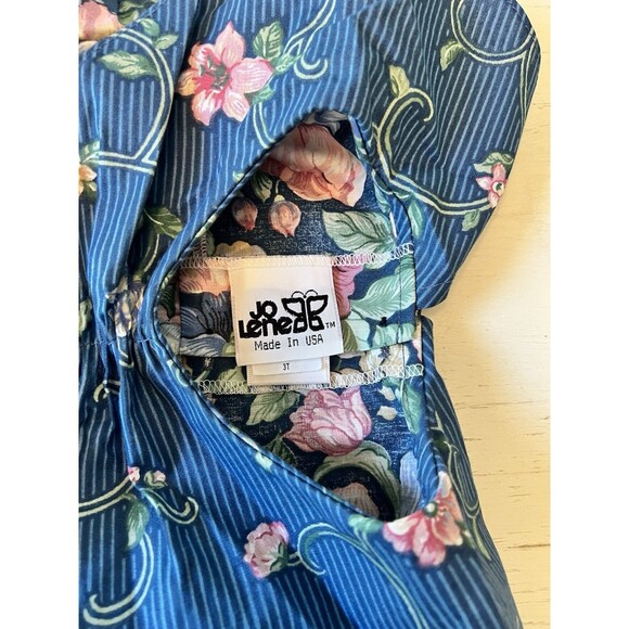 Vintage‎ 90s Jo Lene Toddler Girl's sz 3T Bib Collar Pleated Floral Dress - Picture 2 of 5